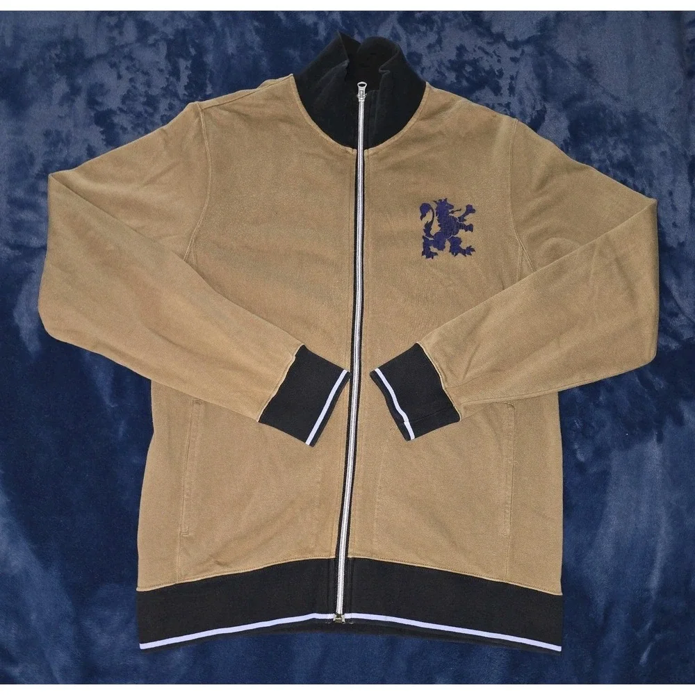 R.‎ Newbold Designer Full Zip Brown Hoodie Sweater Griffon Logo